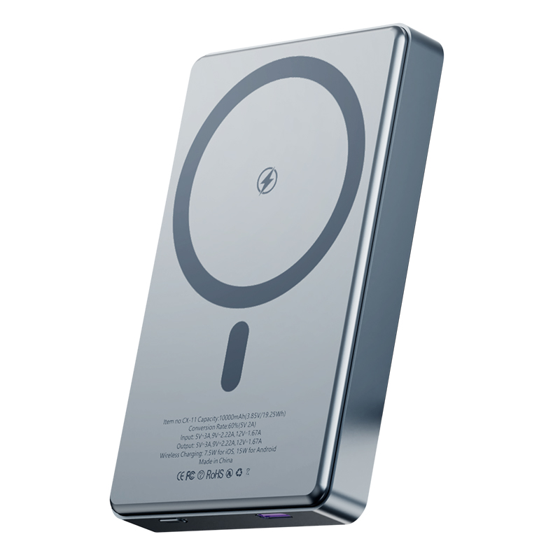 Slim Portable Magnetic Wireless Charging Power Bank with High Capacity